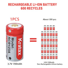 Arlo Camera Rechargeable Batteries CR123A 3.7V Lithium Ion Battery 12 Pack & Charger Kit