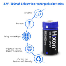 Hixon Rechargeable RCR123A Batteries Kit, 4Pcs 900mAh CR123A Rechargeable Lithium Batteries with Charger for Arlo Camera