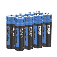 8 Pack Rechargeable Lithium Batteries AA 1.5V Constand Volteage 3500mWh 3A Current Over 1500 Cycles