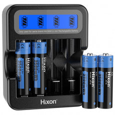 Hixon 4 Pack 3500mWh 1.5V Rechargeable Lithium AA Batteries & Charger for Blink