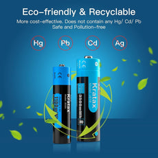 Kratax 1.5V Rechargeable AA AAA Lithium Batteries, 4-Pack 3500mWh Lithium AA Batteries and 4-Pack 1100mWh AAA Lithium Batteries with Charger
