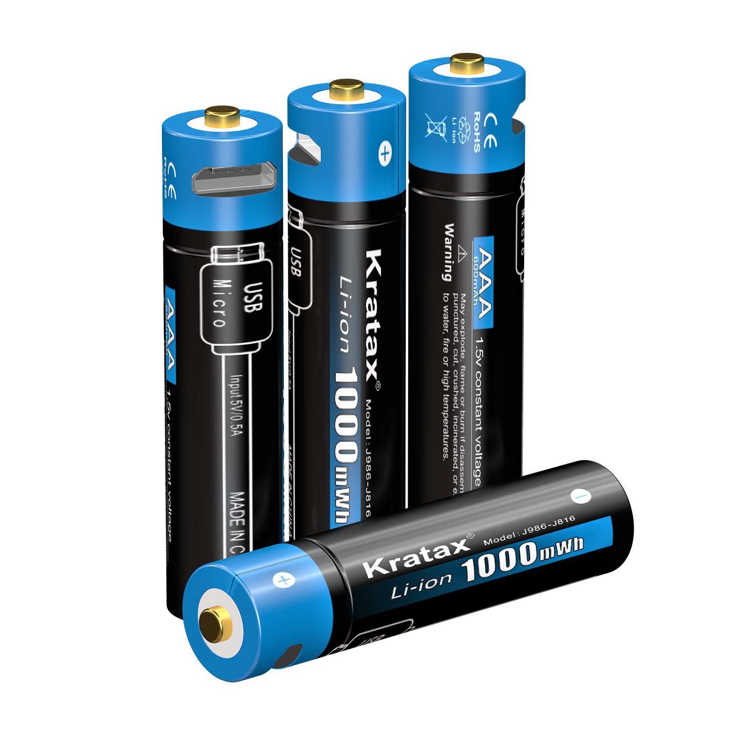 Kratax 1.5V Rechargeable AA AAA Lithium Batteries, 4-Pack 3500mWh Lithium  AA Batteries and 4-Pack 1100mWh AAA Lithium Batteries with Charger 