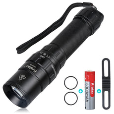 LED Tactical Flashlight IPX8 Waterproof Tourch Light with 18650 Rechargeable Lithium Battery