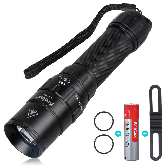 best 3000mah rechargeable flashlight KF-1107 LED Tactical Kit, 2-Pack, Black Aluminium, 1000 Lumens, Zoomable Focus, Water Resistant, 15cm Length, Battery Powered,3000 mah 3 Modes, for Camping and Hiking: Buy Online at Price in UAE its ready for use at home LED Tactical Flashlight IPX8 Waterproof