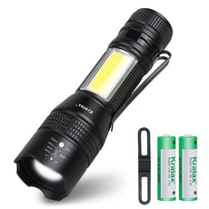 Pocket LED Tactical Flashlight, 700 Lumen, 6 Modes, Zoomable, IPX6 Waterproof with COB Work Light, Red Hazard Light & Magnetic Base
