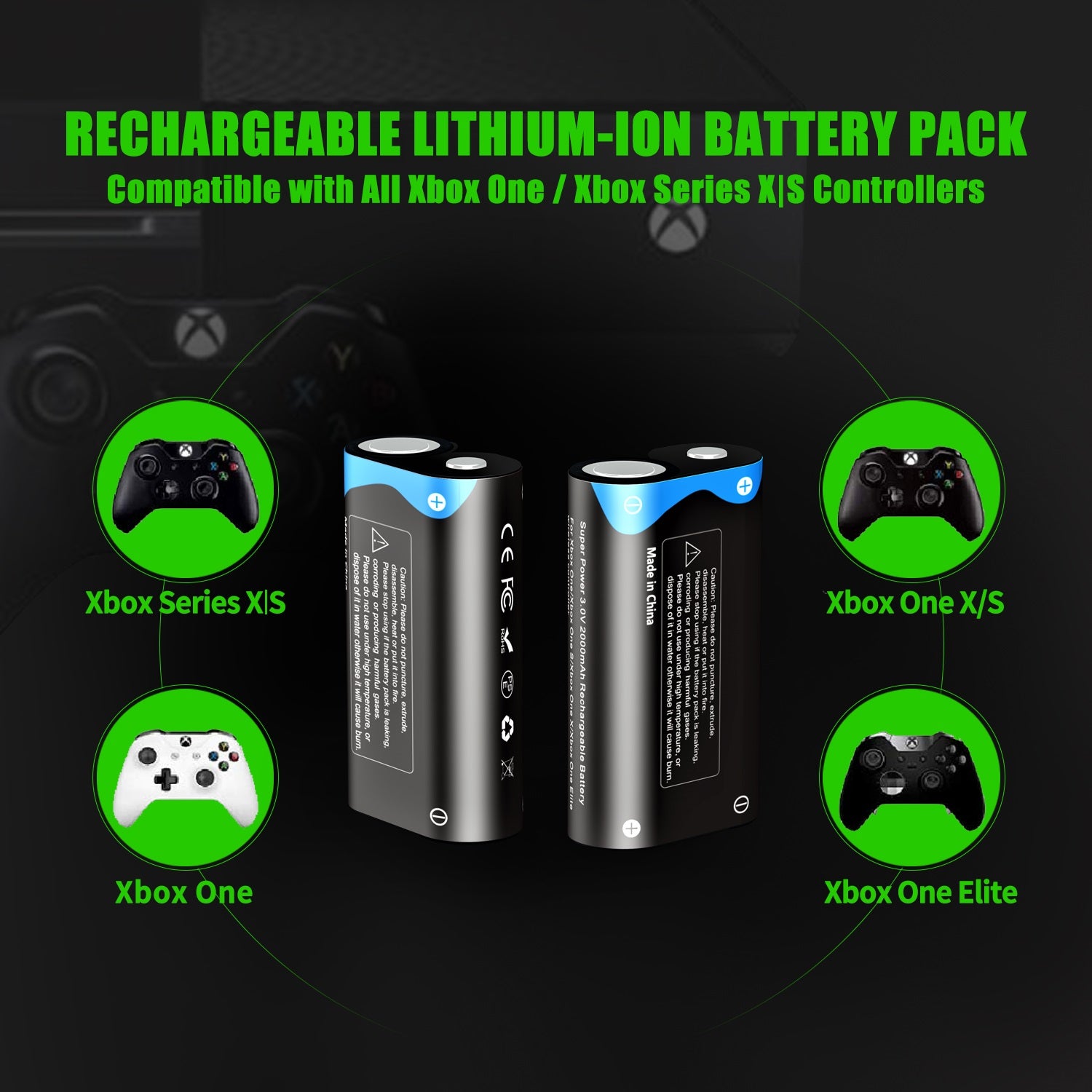 Lithium Xbox Controller Battery Pack for Xbox Series X|S/Xbox One/Xbox ...