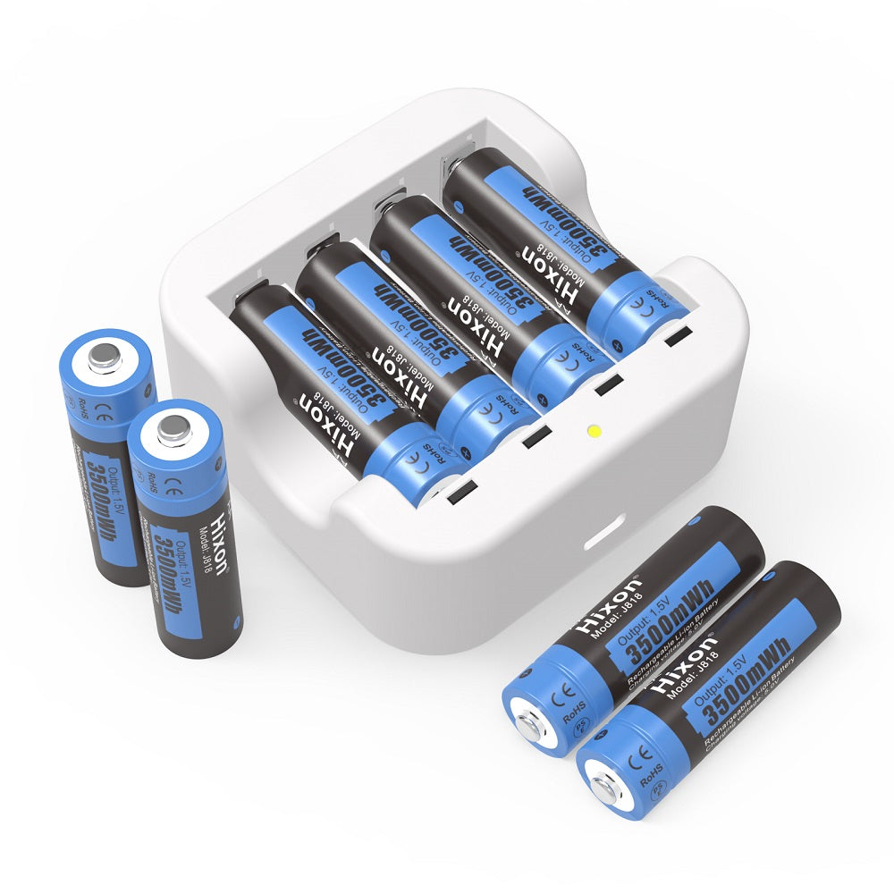 Kratax 1.5V Rechargeable AA AAA Lithium Batteries, 4-Pack 3500mWh Lithium  AA Batteries and 4-Pack 1100mWh AAA Lithium Batteries with Charger 