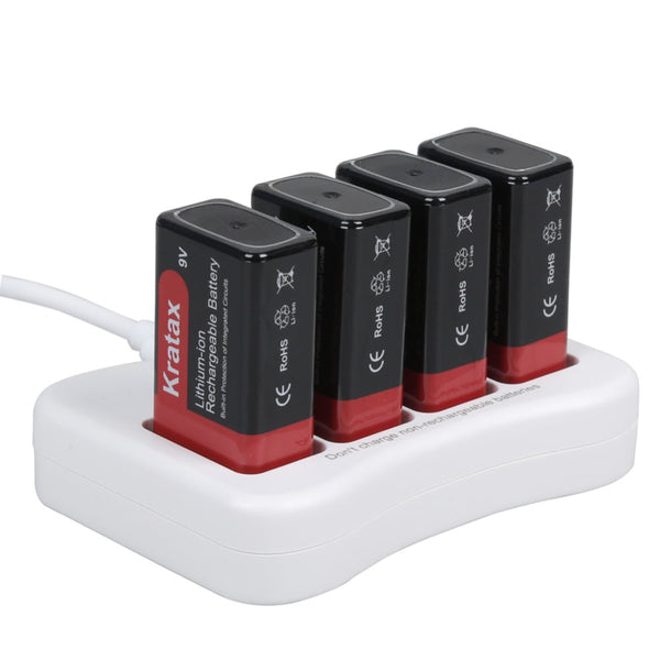 Kratax 4 Packs Kratax 9V Block Batteries9 Volt BRechargeable Lithium-I – Hixon Power