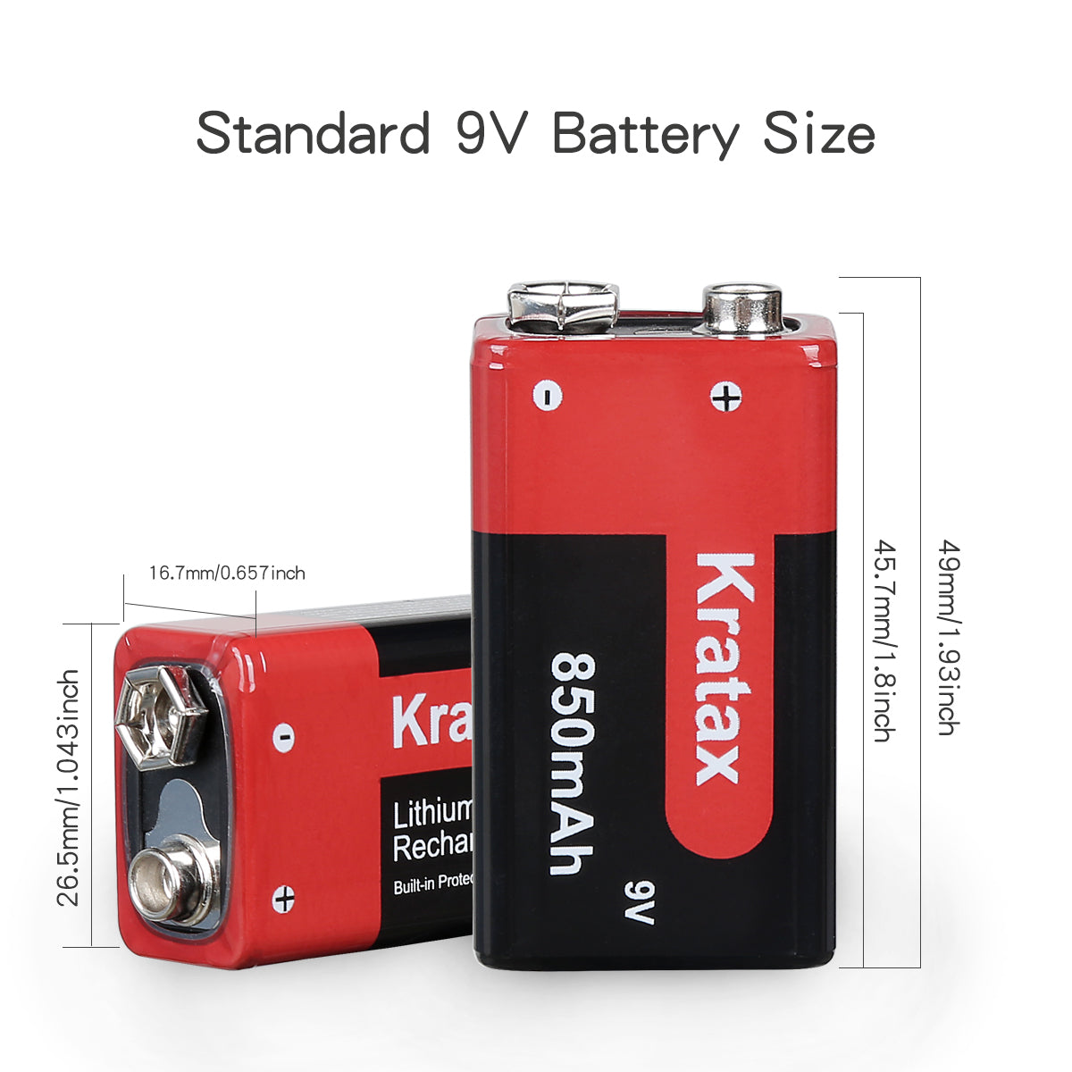Hixon 9 V oplaadbare Li-ion 850 mAh en oplader, batterijen Hixon 9 V oplaadbare Li-ion 850 mAh en oplader, batterijen