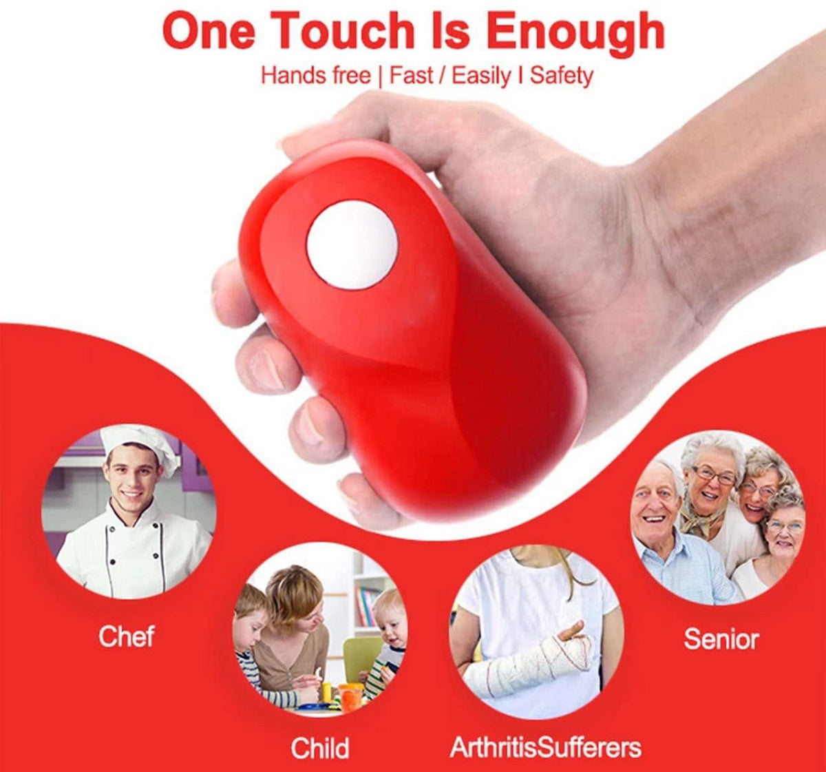 Electric Can Opener One Touch Automatic Smooth Edge Opener Hands-Free  Arthritis