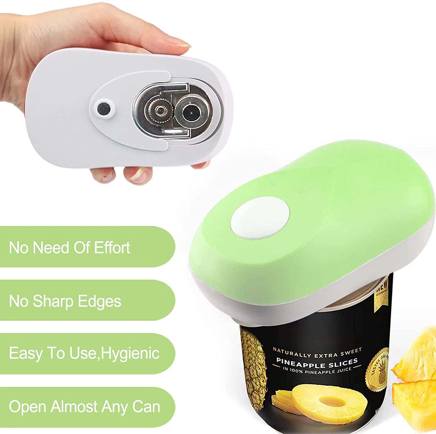 Kratax Electric Can Opener Green One Touch Hands Free, No Sharp