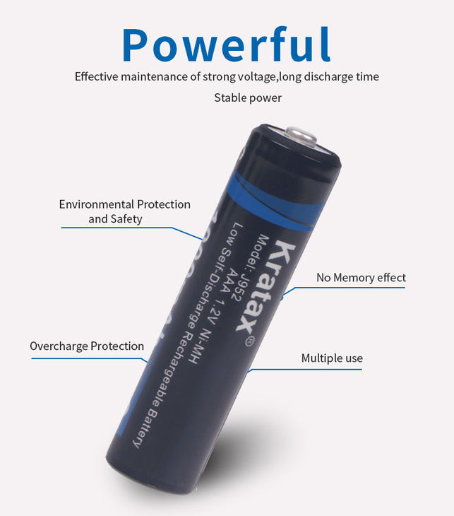 Kratax 1.5V Lithium AAA Batteries 1000mWh Mirco USB Rechargeable Li-Io –  Hixon Power